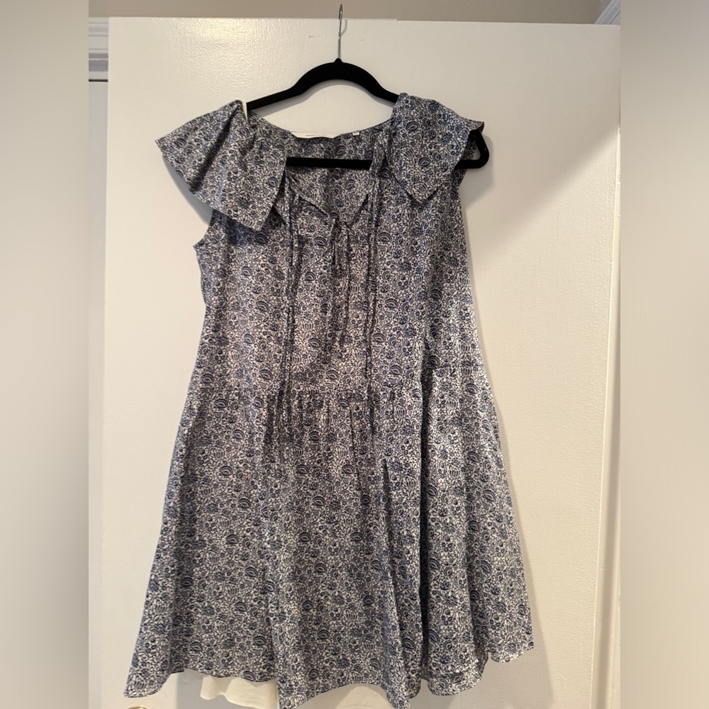 Rebecca Taylor Blue Floral Tie-Front Casual Dress